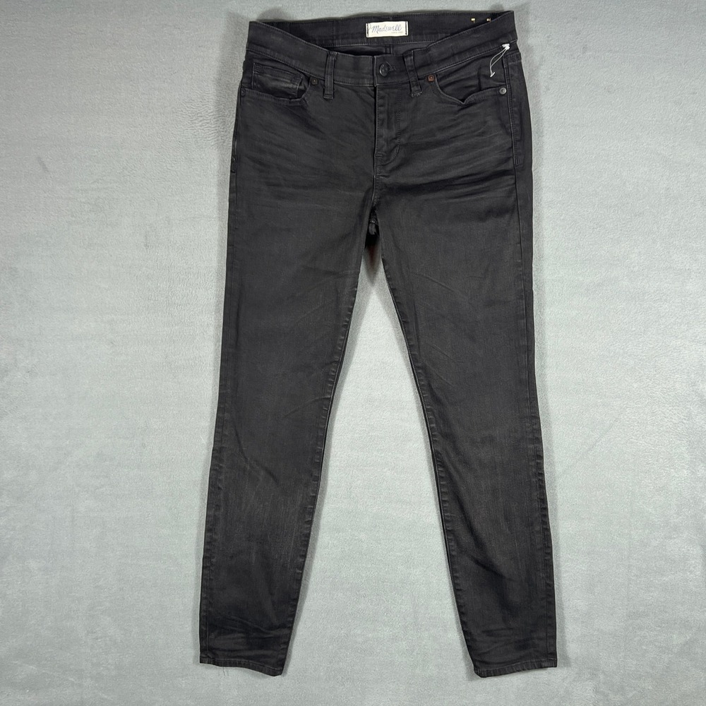 Madewell Womens Jeans 29 Black Skinny Skinny Fit Full Length Whiskered E0492
